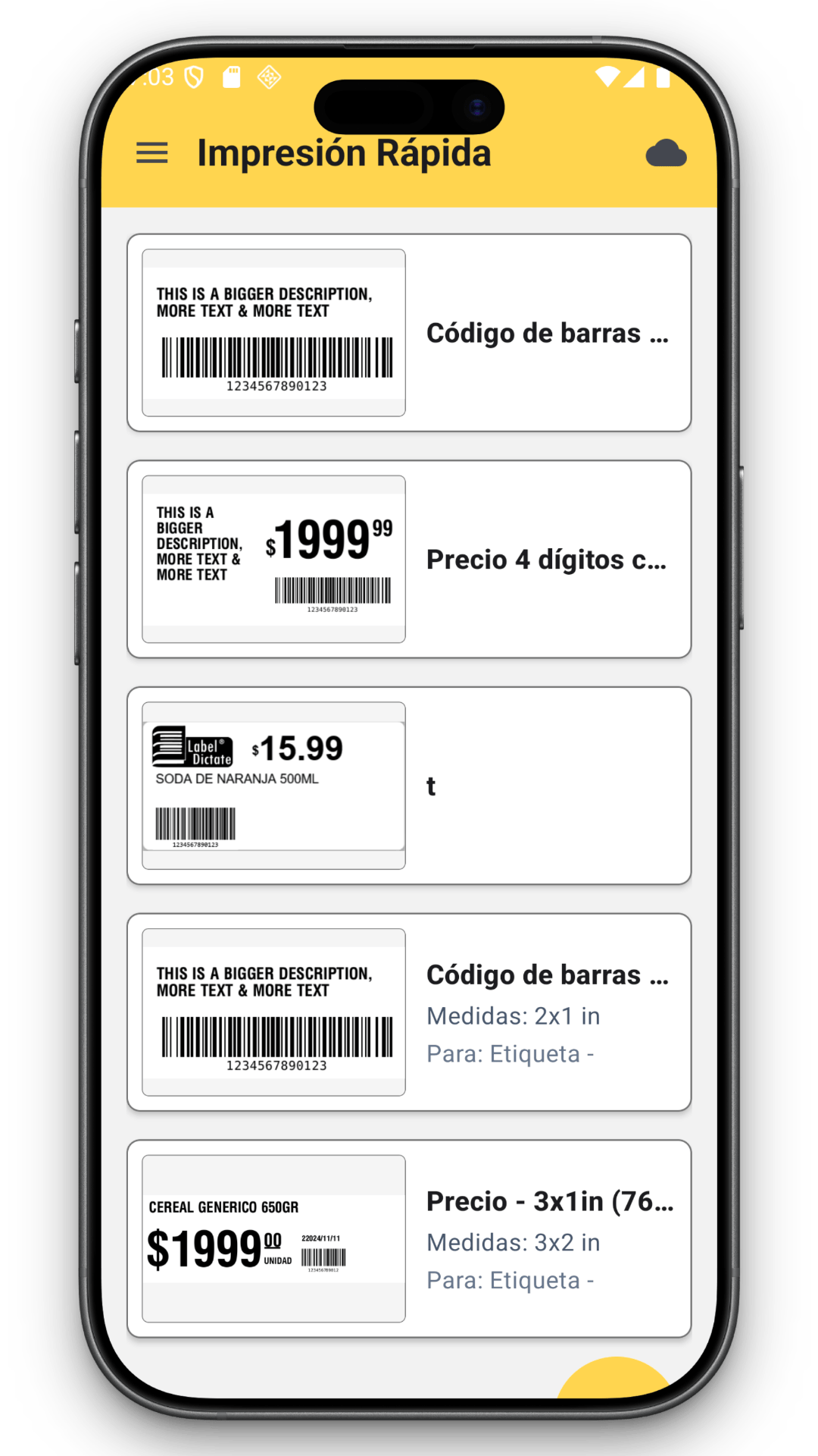 App en smartphone - pantalla 1
