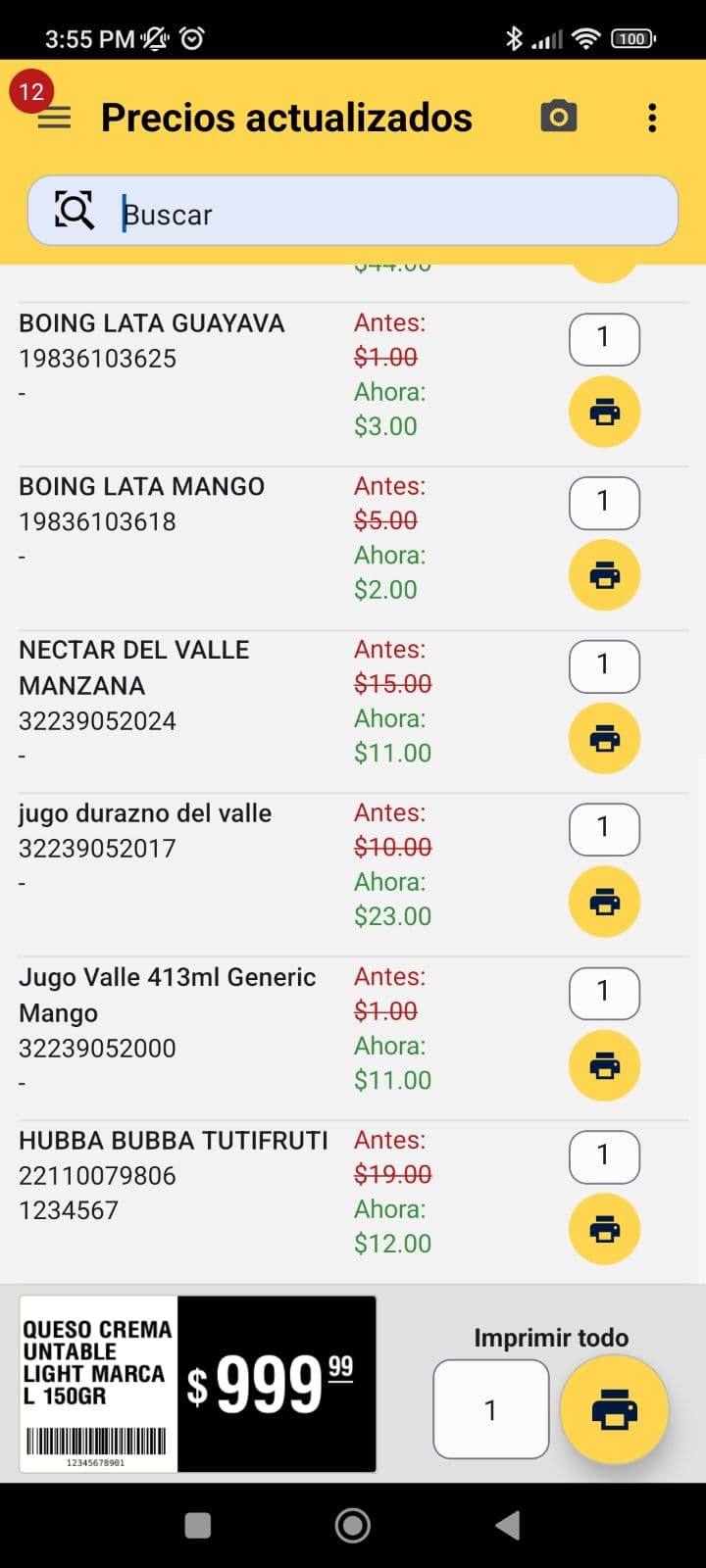 Actualización de precios image